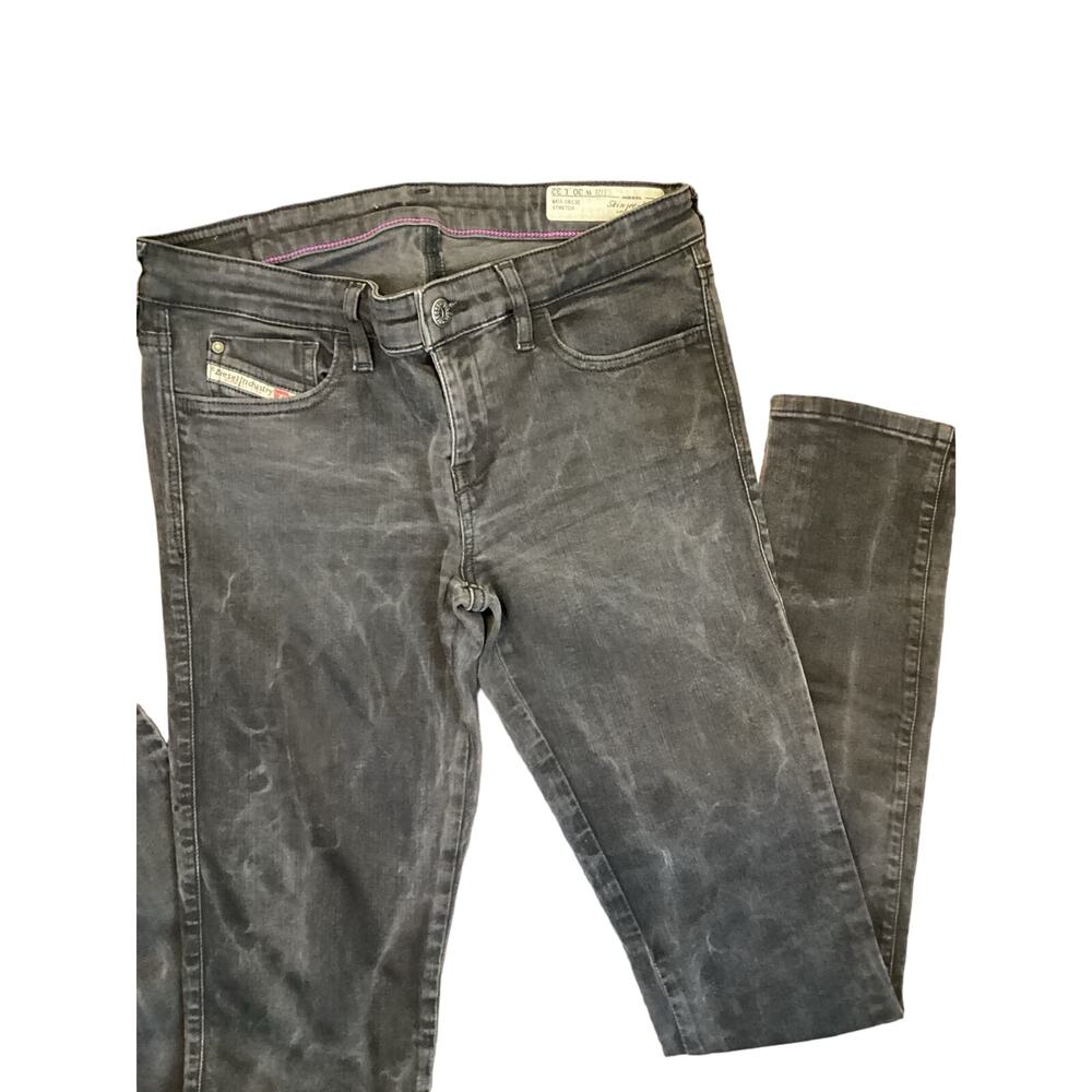 Diesel Skinzee Black Super Slim Skinny Low Waist Distressed Stretch Jeans 30